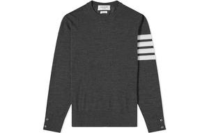 Футболка-поло с четырьмя полосами Crewneck THOM BROWNE, серый