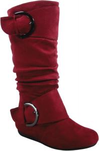 Женские повседневные сапоги TZ Zone-38 с закрытым круглым носком, плоским каблуком и свободной посадкой до середины голени с пряжкой Toozon, Burgundy
