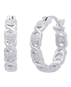 Маленькие серьги-кольца в форме сердца с бриллиантами в форме буквы «x» на серебряной пластине Macy'S, silver