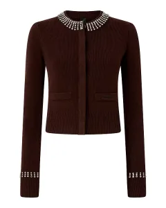 Кардиган Spezzino с круглым вырезом Pinko, коричневый