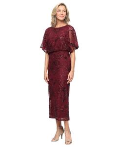 Платье-блузон с пайетками, миниатюрное SL Fashions, Wine