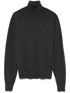 Шерстяной джемпер с монограммой Ami de Coeur AMI Paris, серый