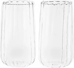 Набор из 8 стаканов Luana Largo - 400 мл с рельефным рисунком из боросиликатного стекла. Almina