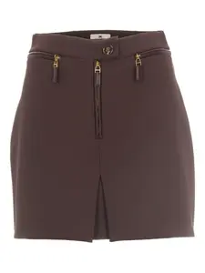 Юбка мини с молниями Elisabetta Franchi, коричневый