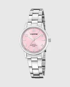 K5859/5 Базовые серебристые стальные женские часы Calypso, серебряный