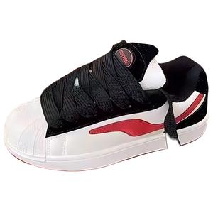 JimiXiong Низкие женские скейтерские кроссовки черно-красные, цвет Black Red