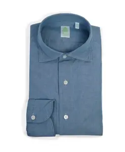 Рубашка Gaeta из шамбре с мягким воротником Finamore, синий