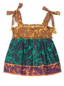 Платье миди с контрастной вставкой ZIMMERMANN Kids, синий