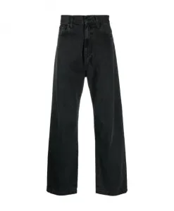 Черные джинсы из хлопка с эффектом потертости, прямого кроя. Carhartt Wip, черный