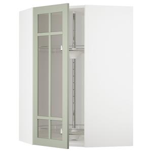 Угловая настенная кабина с каруселью/стеклянной дверью, белая/светло-зелёная Stensund, 68x100 см, Metod IKEA
