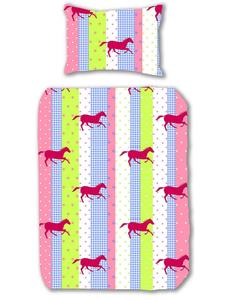 Комплект постельного белья из перкаля, 2 предмета, 135x200 см, лошади разных цветов JACK, 135x200 см
