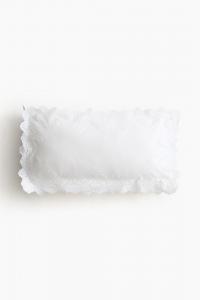 Наволочка H&M Cushion Decorated With Lace, 50X90 см, белый