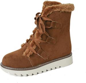 Женские зимние ботинки без застежки, утепленные мехом, ботильоны для мужчин на шнуровке, прогулочные снегоступы с термоизоляцией, удобные для отдыха на улице, повседневные, комфортные, для походов, модные снеговые ботинки унисекс Generic, Brown