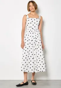 Повседневное платье в горошек с присборенной юбкой Apricot, Black