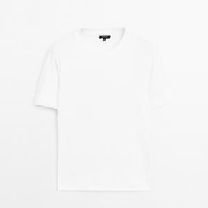 Футболка Massimo Dutti 100% Cotton Interlock Crew Neck, белый