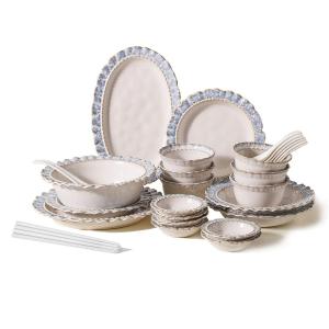 Набор посуды Kawasimaya, сиреневый/синий, 26 предметов 6 персон с палочками для еды