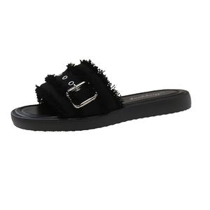 Puppytown Скользостойкие антибактериальные шлепанцы женские - черные, цвет Black