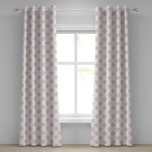 Штора на люверсах ABAKUHAUS Ангел, милая ангельская девушка с крыльями и нимбом, сказка, сюрреалистичный шутливый мультфильм, декоративные двухпанельные шторы, 280 см x 245 см, коричнево-желтый, нежно-розовый