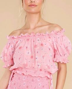 Укороченный топ Rosalinda в цвете Coral Blaze LoveShackFancy