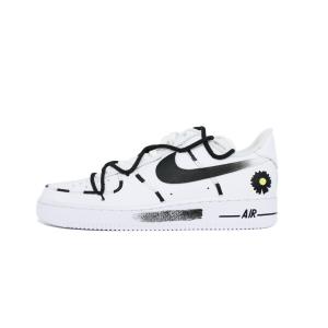Nike Кроссовки для скейтбординга Air Force 1 Ink Daisy Abrasion Resistant низкие унисекс черный белый