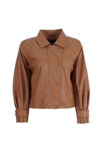 Куртка кожаная Mina с лямками на рукавах Freshlions, коричневый