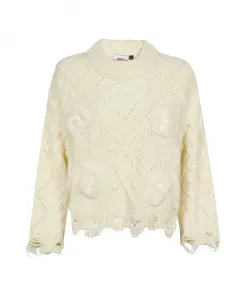 Свитер с круглым вырезом и вышитым логотипом Gcds, белый