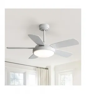 Современный белый потолочный вентилятор с 5 лопастями, диагональю 107 см, подсветкой и пультом дистанционного управления Sofucor