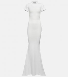 Платье-футболка макси из смесового хлопка BALENCIAGA, белый