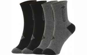 Носки унисекс Columbia до середины икры, 1 комплект из 4 двойных (черный/серый)