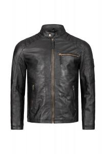 Кожаная куртка черная стандартного кроя Rock Creek, черный