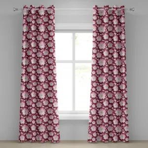 Шторы на люверсах ABAKUHAUS с цветочным узором, крупными лепестками цветов японской вишни, весенняя тема, декоративные двухпанельные шторы, 280 см x 225 см, бледно-розовый, бордово-желтый