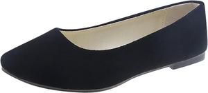 Женские повседневные замшевые туфли Ctreela без каблука, офисные деловые туфли на плоской подошве с острым носком, Black