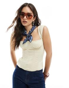 Корсетный топ WeWoreWhat с присборенными чашками песочного цвета