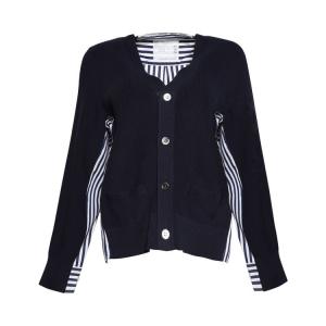 Кардиган Sacai Cotton Knit x Cotton Poplin Cardigan Navy/Navy Stripe, черный