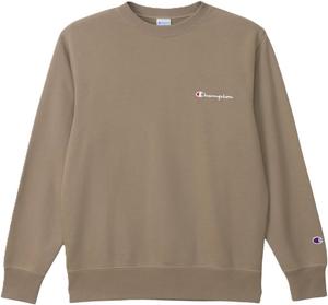 Мужская толстовка с длинными рукавами Champion C8-W041Z на флисовой подкладке с круглым вырезом и логотипом, серо-бежевый