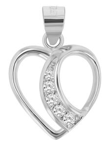 Adeliás Женский кулон - Сердце. Кулон в форме сердца из серебра 925 пробы с кубическим цирконием в серебряной оправе