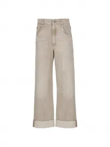 Широкие джинсы Brunello Cucinelli, бежевый