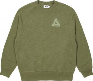 Толстовка Palace Tri-Ferg Slub Crew 'Olive', зеленый