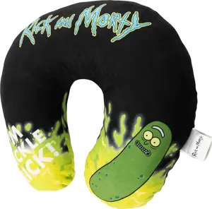 Подушка для шеи "Рик и Морти" с изображением огурчика Рика, удобная дорожная подушка, поддержка шеи для автомобиля и самолета, черная United Labels