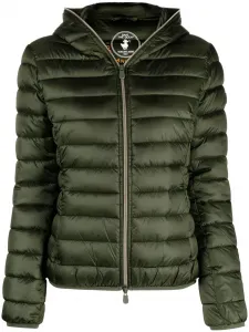 Пуховик на молнии с капюшоном Save The Duck, зеленый