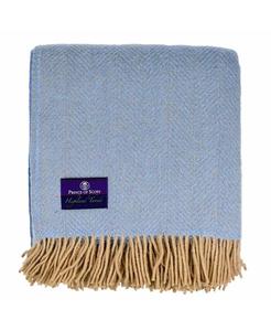 Плед из чистой новой шерсти из хайленд-твида с рисунком «елочка» Prince of Scots, синий