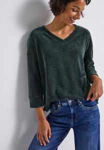 Джемпер Street One KUSCHELIGES V-NECK, Grün/Dark Green
