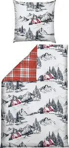 Двустороннее постельное белье красное 1x 155x200 см + 1x 80x80 см Erwin Müller