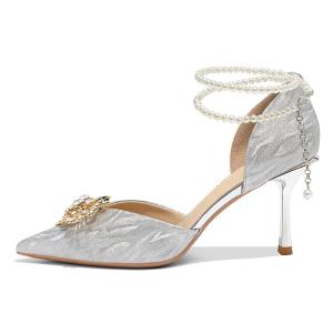 Ainer-cat Ainer cat Slim Heel High Heels 8cm Women's Silver