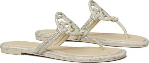 Сандалии на плоской подошве Miller Knotted Pave Tory Burch, цвет Stone Gray
