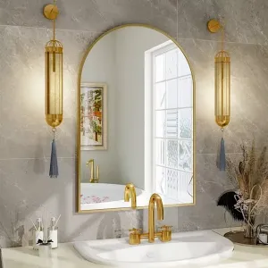 Арочное настенное зеркало 24"x36" в золоте Homlux, gold