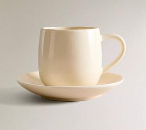 Чашка с блюдцем Zara Home Plain Stoneware Coffee, 190 мл, светло-бежевый