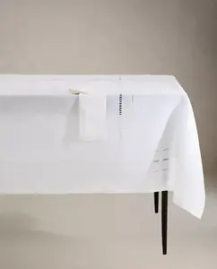 Скатерть Zara Home Hemstitched Embroidered Linen, 170 x 250 см, белый