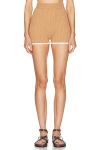 Горячие шорты вязки в рубчик MATTHEW BRUCH, цвет Khaki Knit