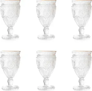 Бокалы для вина HOMLA БОЧКА с золотым ободком 0,35 л, набор из 6 шт. Homla